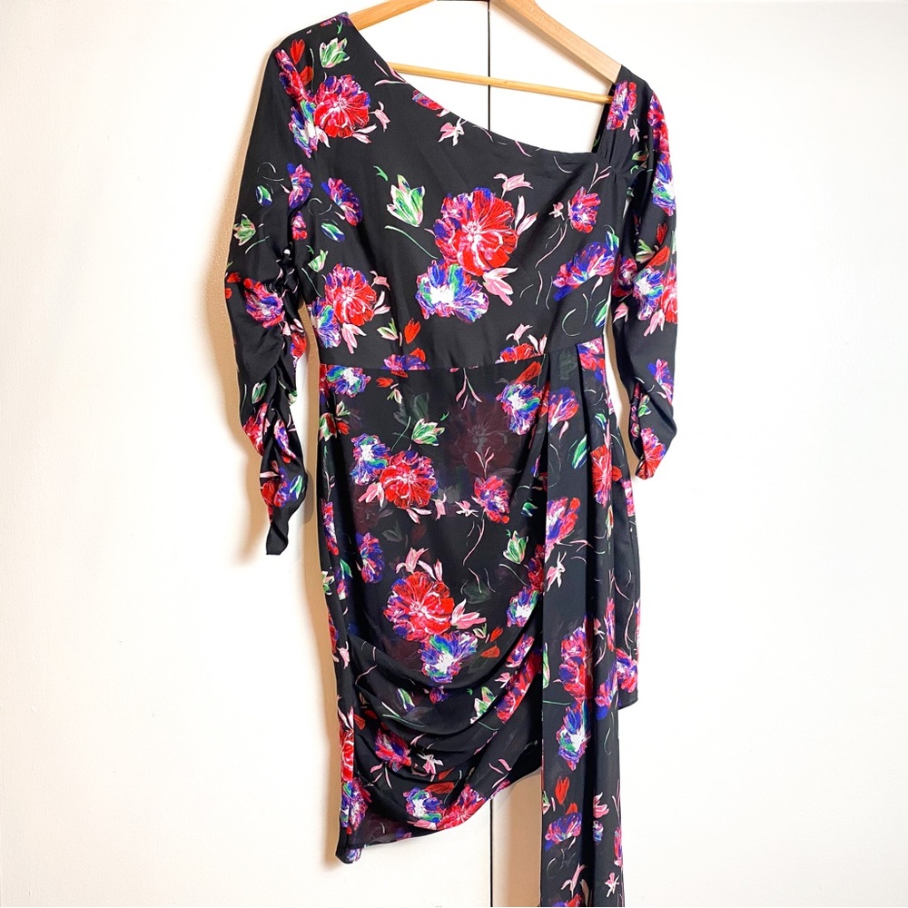 NWT One33 Social Floral One Shoulder Dress Size 4 - Picture 4 of 5